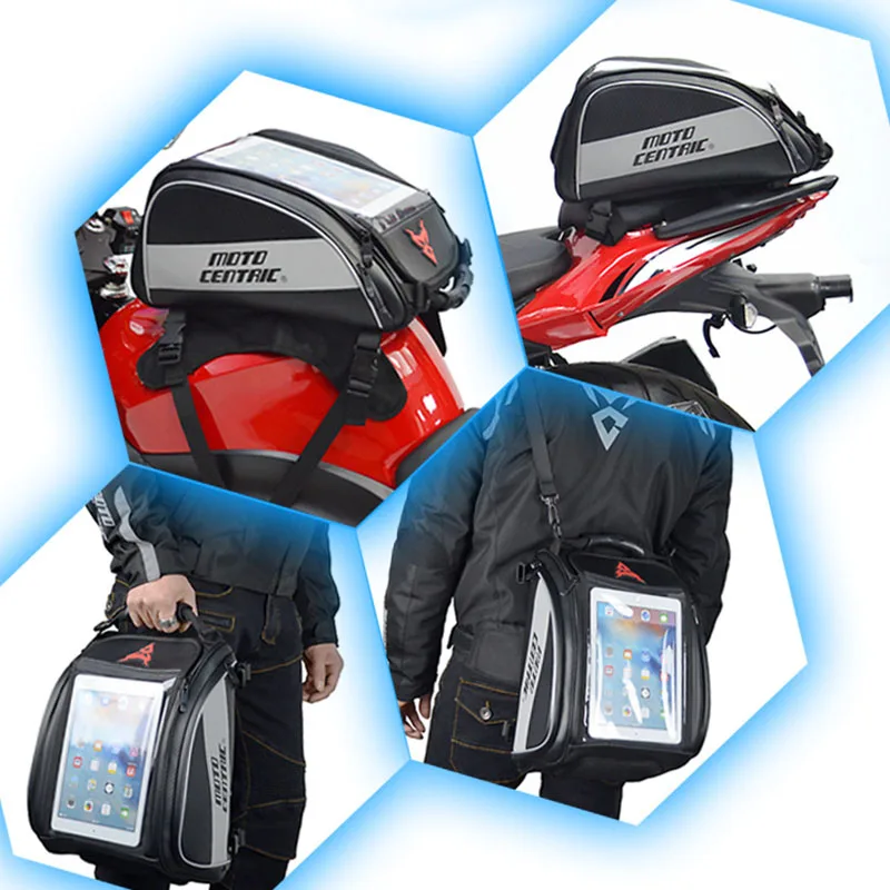 

Latest Motorcycle Touch Screen Tank Bag High Capacity Helmet Storage Bag Motocross Rider Backpack Rear Seat Bag Portable Handbag