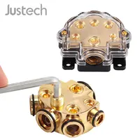 Justech 1/2Pcs 5 Way Amp Copper Power Distribution Block 0 Gauge in （1）2/（2）4/（2）8 Gauge Out For Car Audio Splitter