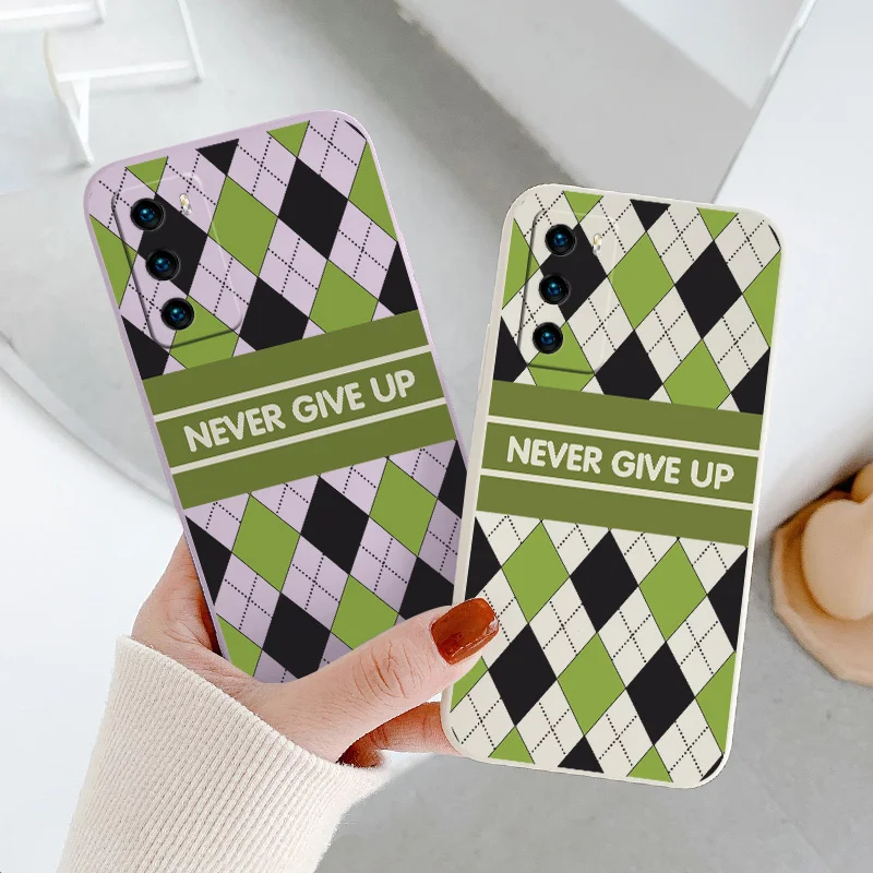 

Ins Rhombus Liquid Silicone Case For Huawei P40 P50 P30 P20 Pro Lite Mate 40 30 20 Pro Lite Nova 5t Y7A Soft Back Cover Funda