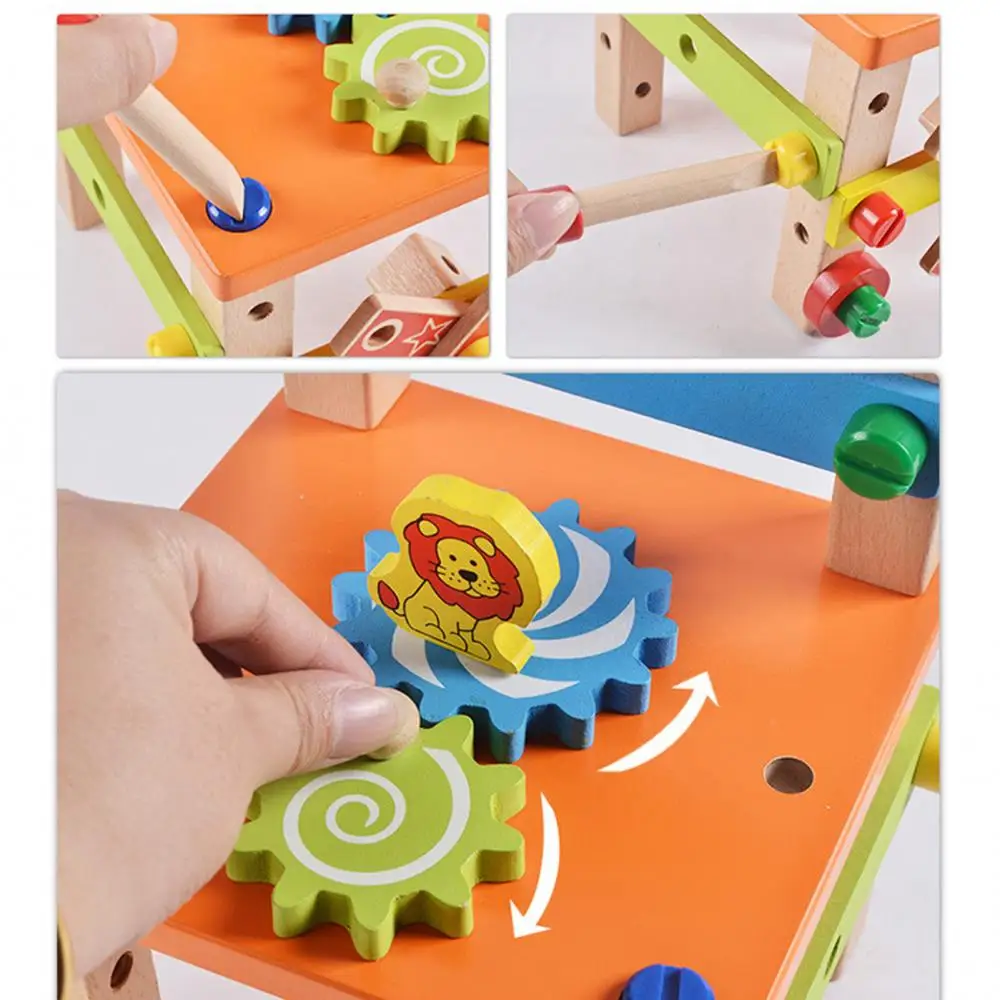 

2021 kids Wooden Assembled Chair Montessori Nut Set Educational Toy Preschool Multifunctional Variety Nut Combination Chair Tool