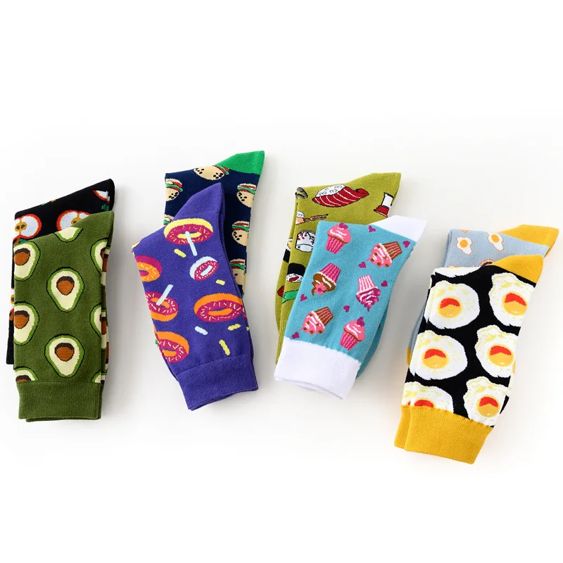 Авокадо суши омлет бургер яблоко растение фрукты еда носки короткие хлопковые с