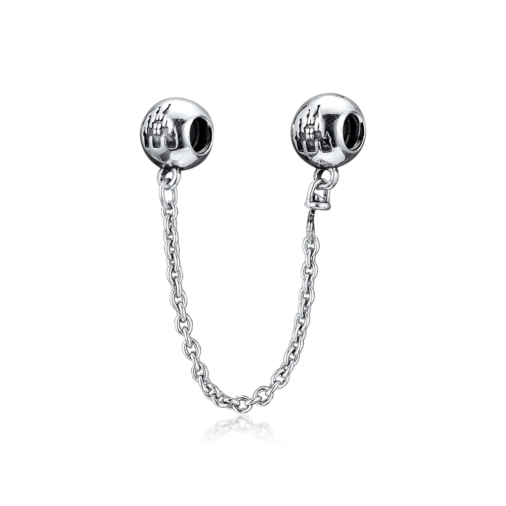 

Fits for Europe Charms Bracelet Fantasyland Castle Safety Chain Beads 100% 925 Sterling Silver Jewelry Free Shipping