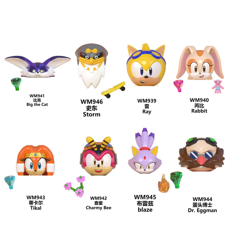 

Anime Bricks Sonic Amy Rose Ray Storm Shadow Eggman Building Blocks Cartoon Moc Blocks Mini Action Toy Figure Children Gifts