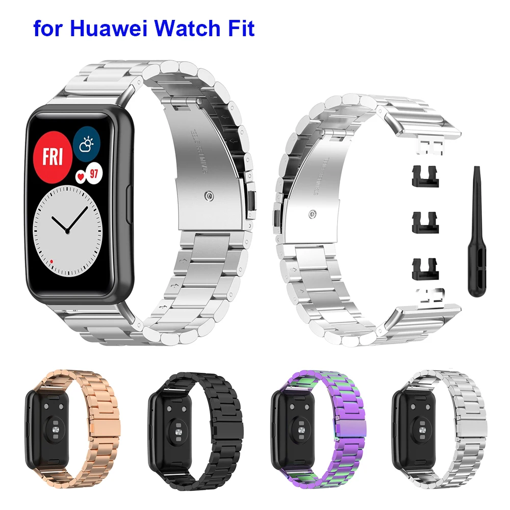 

Silver Metal Watchband Strap for Huawei Watch Fit Band Replacement Stainless Steel Wristband for Huawei Watch Fit Bracelet Men