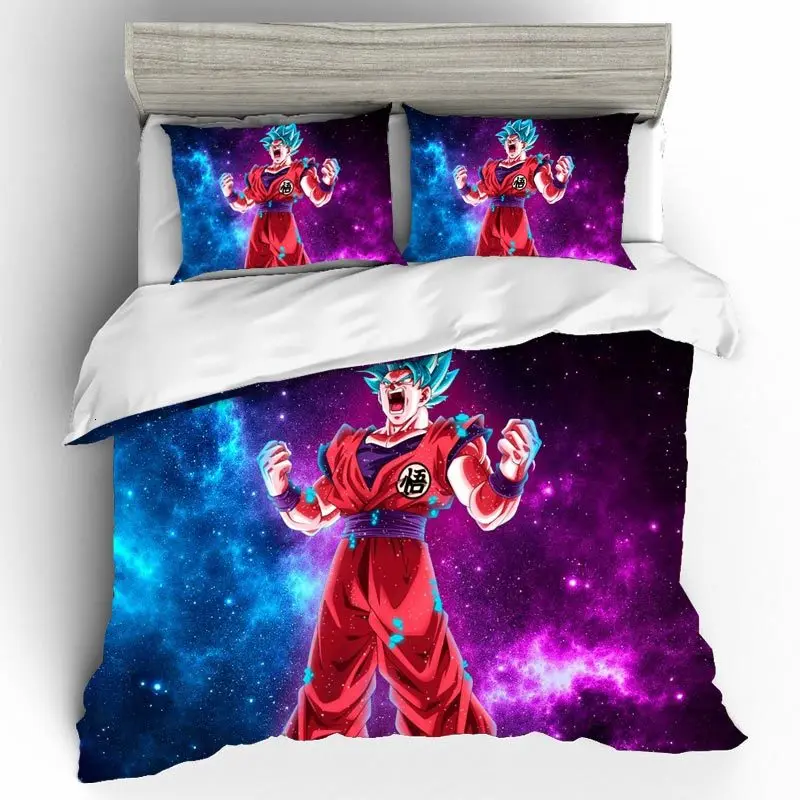 Dragon Ball постельное белье из хлопка домашний текстиль постельное белье высокого качества 3D комплект постельного белья королевского размера детское постельное белье Комплект пододеяльника 2 человека