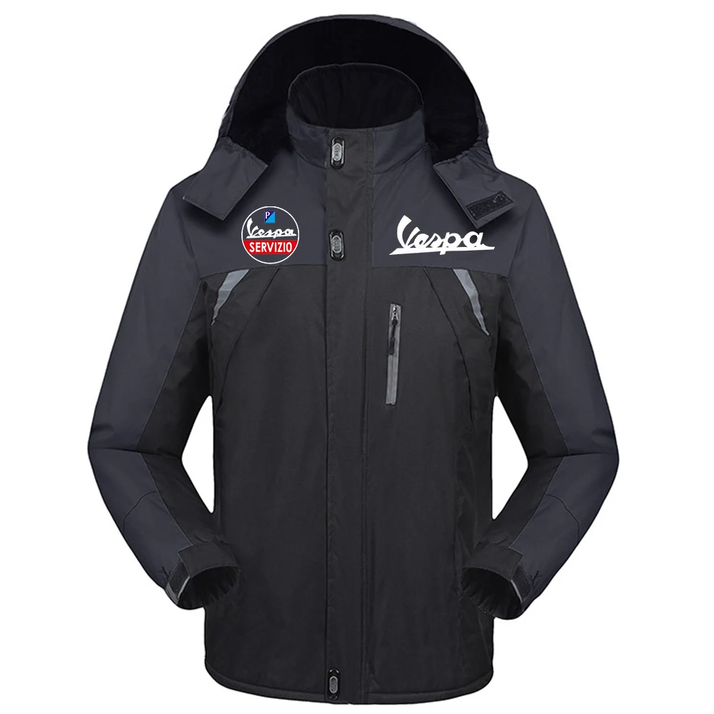 

Winter Vespa Logo Thicken Windbreaker Coats Waterproof Warm Outdoor Couples Cold-Proof Mountaineering Clothing Jackets