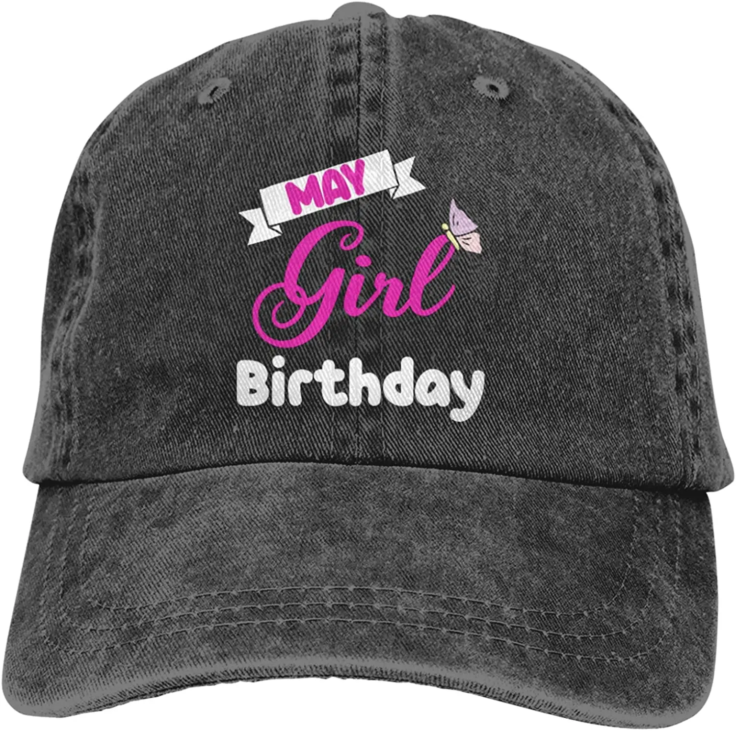 

May Girl Birthday Unisex Baseball Cap for Men Women Adjustable Classic Vintage Washed Cotton Denim Trucker Hat