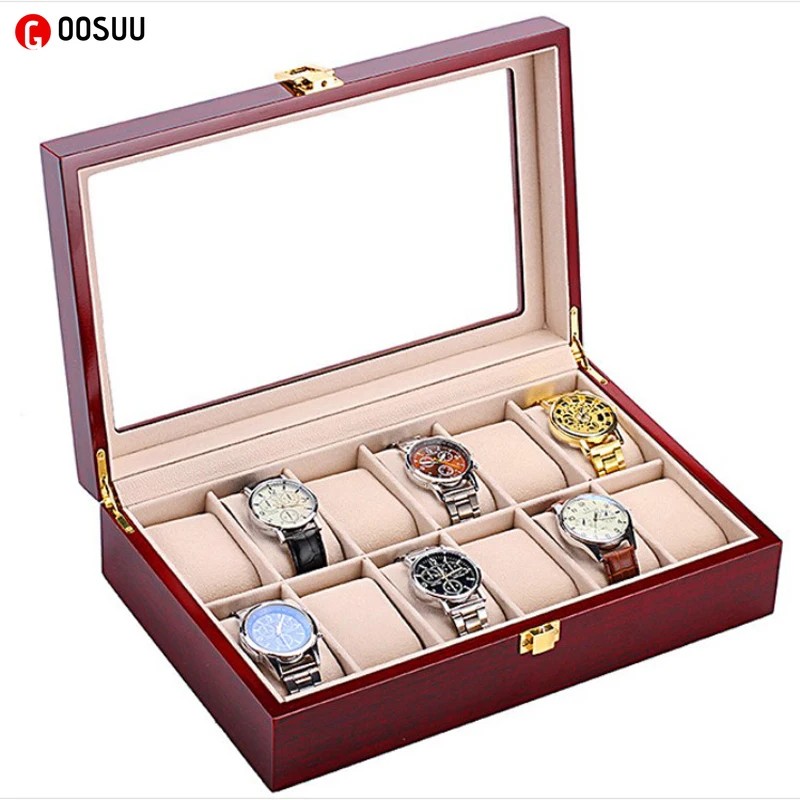 

Vintage Storage Box Watch Box 6 10 12 Slots Grids Boxes for Watches Display Antiqued Wooden Cases Pillow Gift cajas para relojes