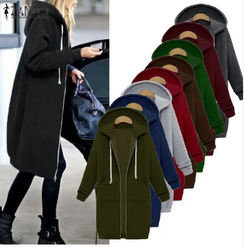 

2021 Autumn large size casual street sweatshirt Women's long jacket zip-up jacket hoodie oversized sweatshirt