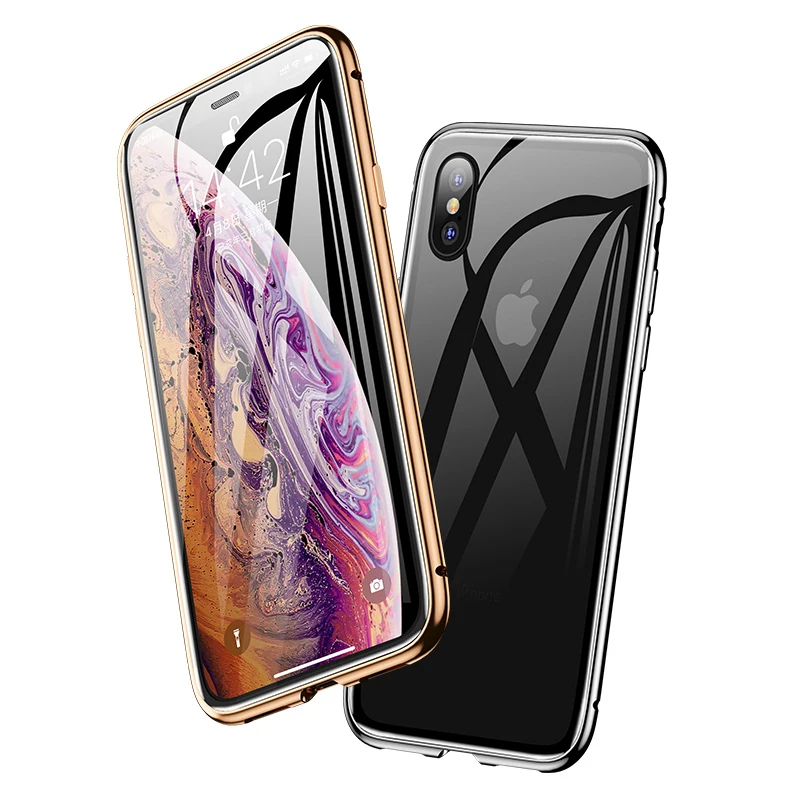 Металлический магнитный чехол для iphone X, Xr, Xs, 11 Pro, макс. закаленное стекло, задняя крышка с магнитом, чехол для iphone 6, 6s, 7, 8 Plus, чехол
