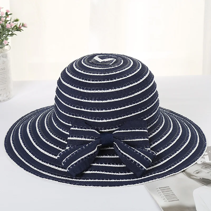 Шляпа женская Соломенная с бантом и широкими полями Пляжный головной убор для