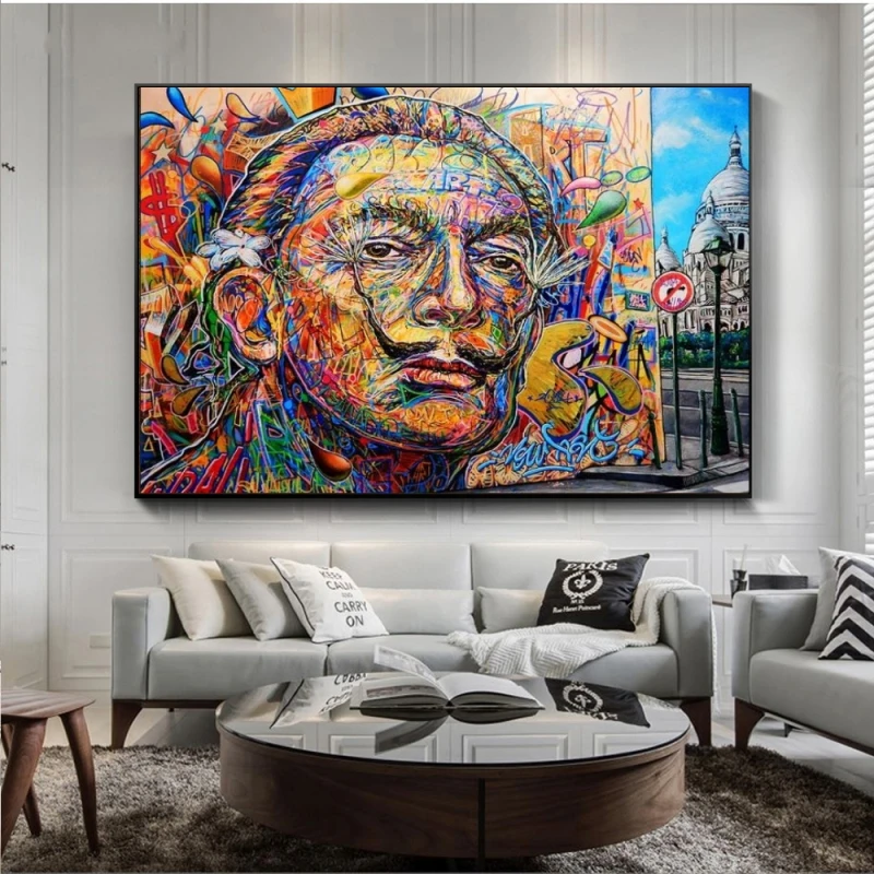 Абстрактная портретная картина Сальвадора Дали маслом на холсте искусственная