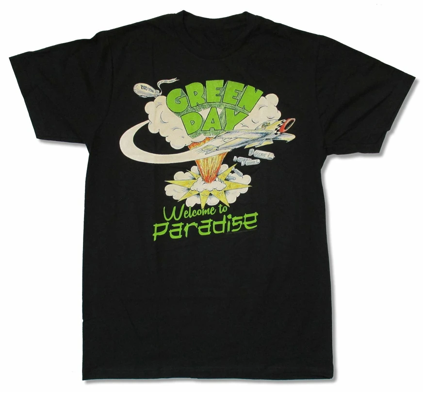 Черная футболка с изображением зеленого дня новая группа товар добро пожаловать