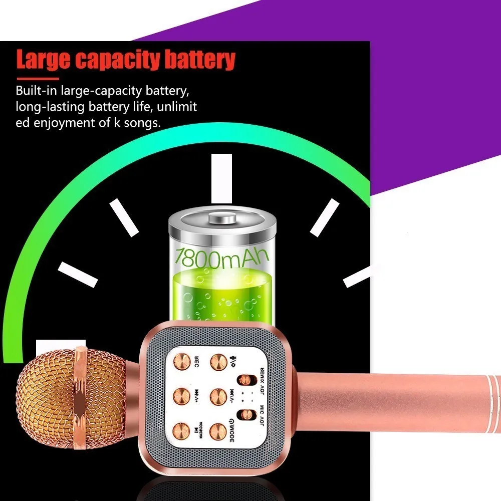 

WS-1818 Wireless Bluetooth Handheld Microphone Speaker With Box Led Microphones For Online Classroom Teacher VIPkids Children