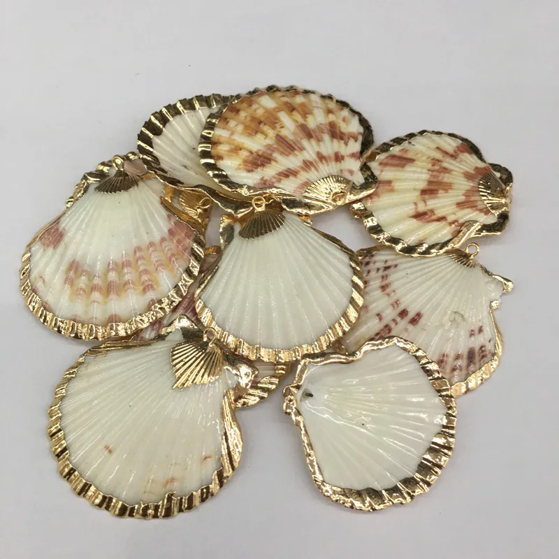 

Natural shell Pendants Fan shape Exquisite charms for Jewelry Making DIY Bracelet Necklaces earrings Accessories Size 40x48mm