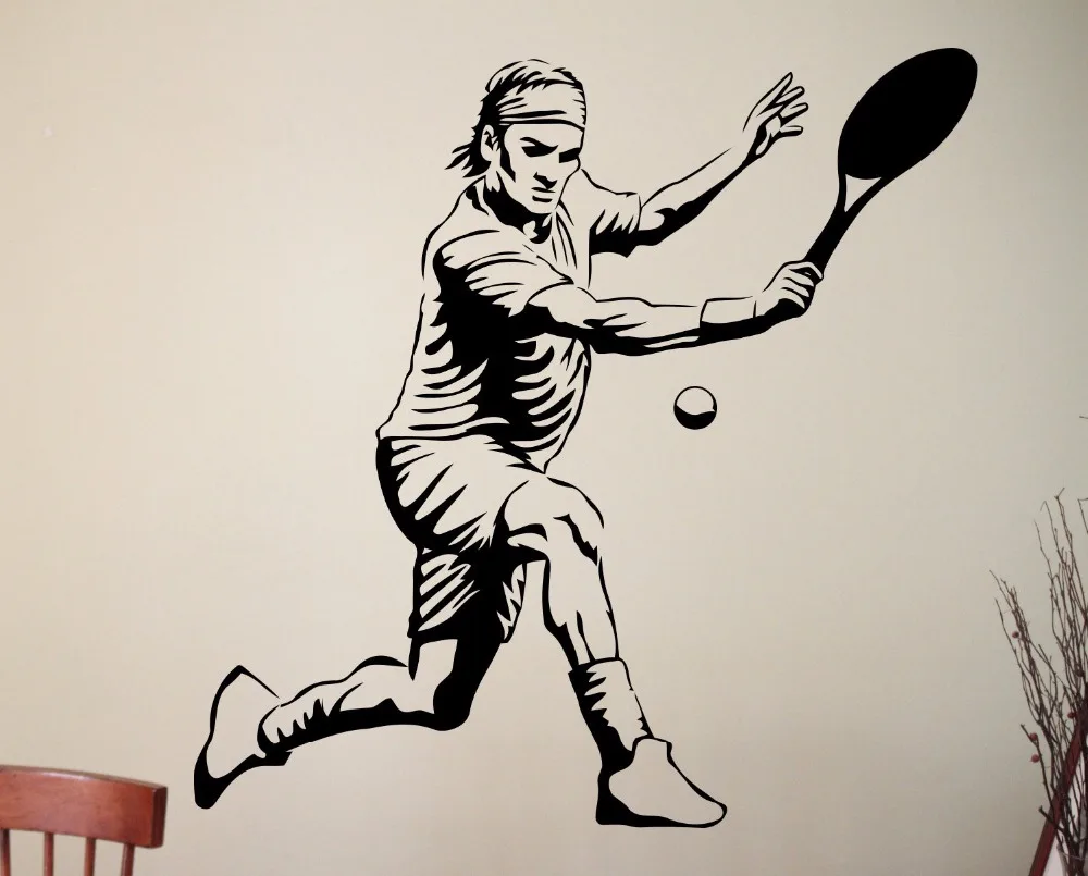 

Wall Sticker Tennis Custom Wall Decoration Boys Sports Poster Vinyl Kids Art Mural Sticker Playroom Decel J147