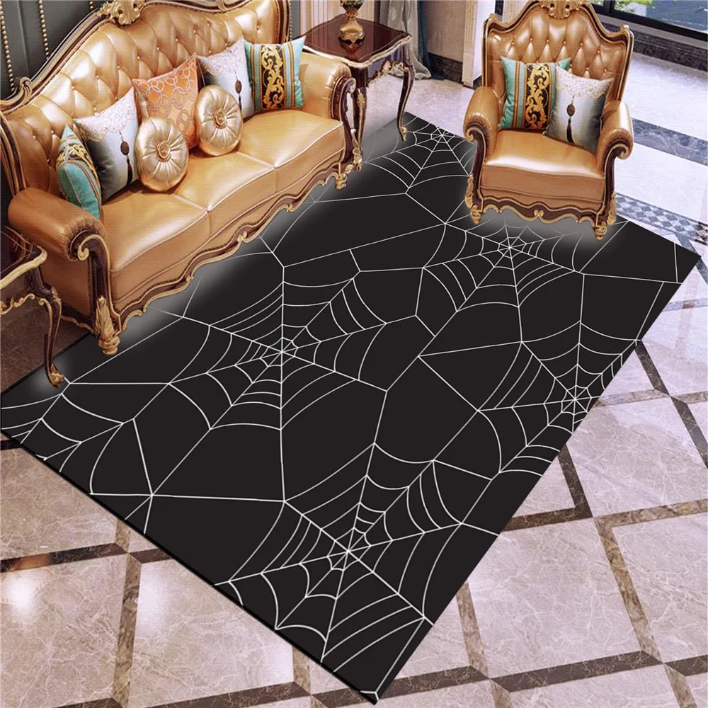 

Happy Halloween Rug 3D Print Carpet Spider Web Outdoor Rug Festival Floor Mat Pumpkin Bat Rugs For Living Room Floor Carpet