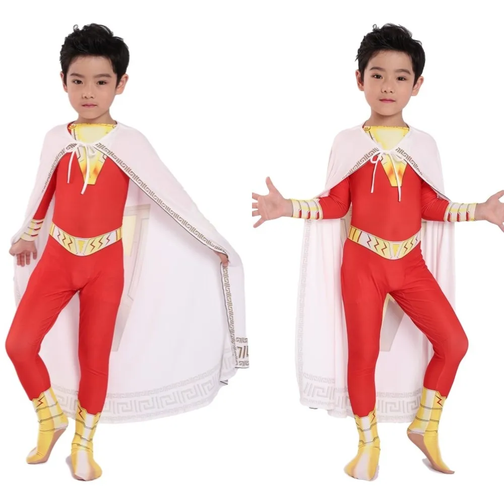 Captain Costume Billy Batson Shazam Cosplay Halloween Costumes for Kids 3D Printed Anime Cosplay Jumpsuits & Rompers