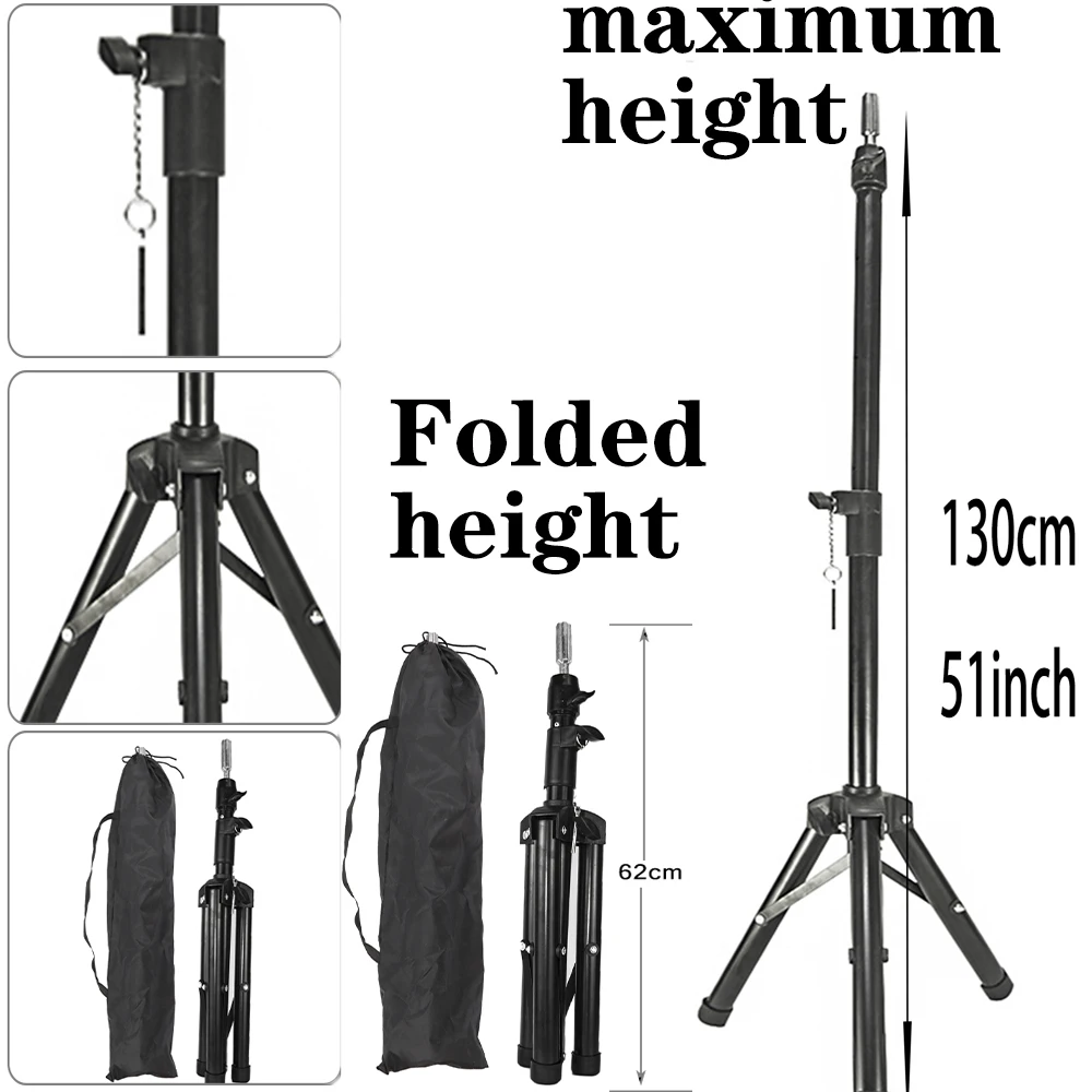 

Black Adjustable Wig Stand Tripod for Mannequin Holder Support Wigs a Tools Hanger Stands Display Hair Accessories Extensions