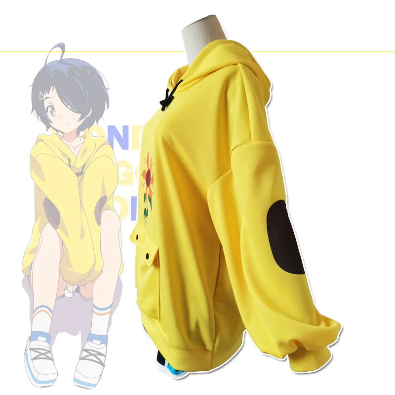 Костюм для косплея Ohto Ai из аниме Wonder Egg в приоритете желтый парик с капюшоном