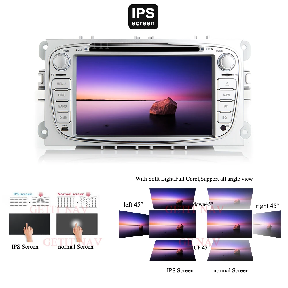 Автомобильный мультимедийный DVD-проигрыватель с IPS экраном Android 10 GPS для Ford Mondeo Focus