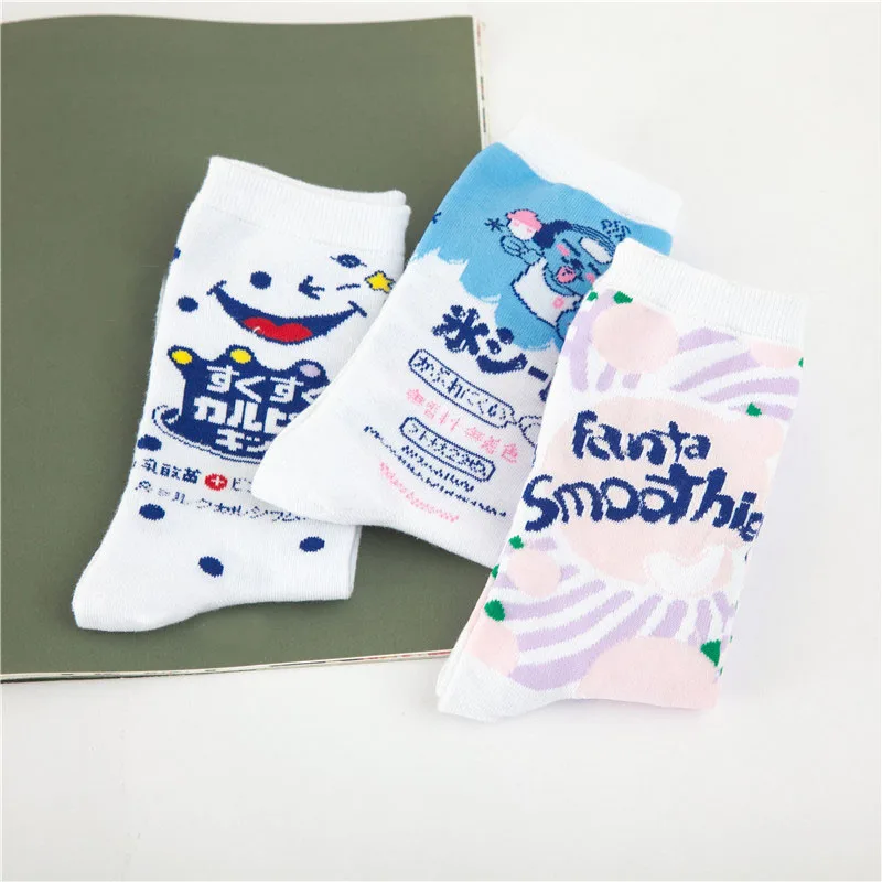 Творческий Мороженое милые теплые спортивные костюмы Harajuku белые носки японский