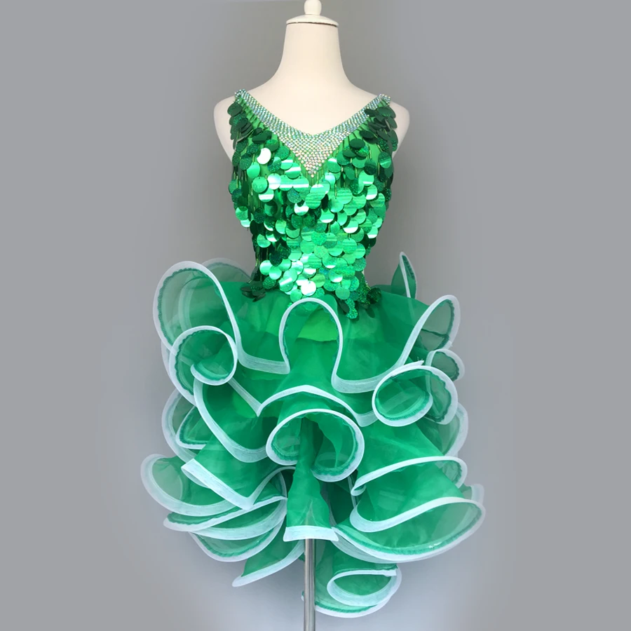 

Latin Dance Dress for Women Customzed Latin Dance Costumes Skirt Spandex Sequins Latin Dance Dresses Girl's Competition Clothing