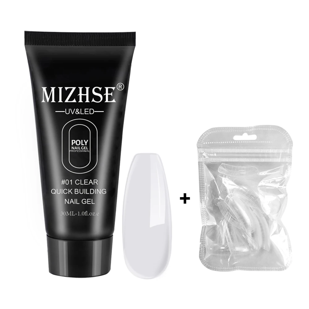 MS-P01-36TIPS MIZHSE поли гель розовый белый металл с прозрачными кристаллами УФ светодиодный гель лак Декоративный Лак для ногтей набор быстрое строительство для наращивания ногтей полигель - Цвет: MS-P01-36TIPS