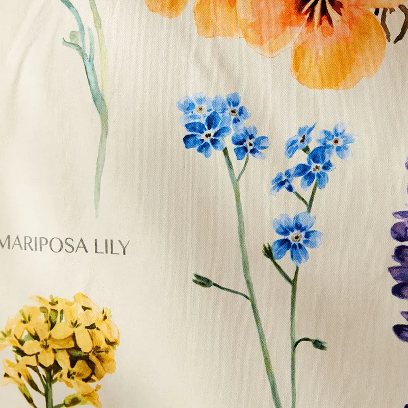 

Wildflowers Vertical Tapestry Wall Hanging,Illustrative Reference Chart Tapestry with Word,Straight Tapestry