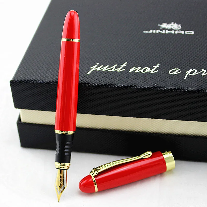 Jinhao X450 Роскошная красная с черной линией перьевая ручка высокого качества металлические чернильные ручки для офисных принадлежностей школьные принадлежности