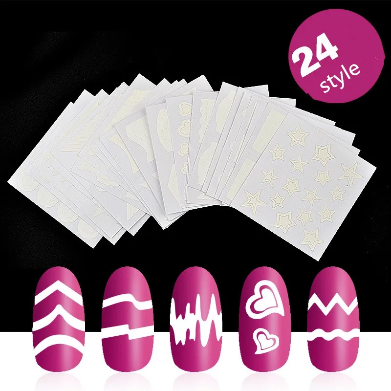 24 шт наклейки для ногтей Французский Советы помощник в маникюре дизайна форма