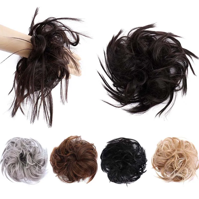 MANWEI Women's Rubber Band Hair Scrunchies Made of Curly Wavy Updo Bun Extensions Messy Hairpieces | Шиньоны и парики