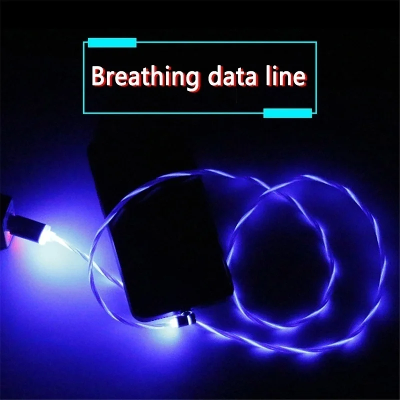 LED Glow Flowing Magnetic USB Cable Fast Charger for Huawei P Smart Z Y5 Y9 2019 P30 lite Nova 4e 5 Honor 7 20 9X 8C 8X 6C 7X 5A