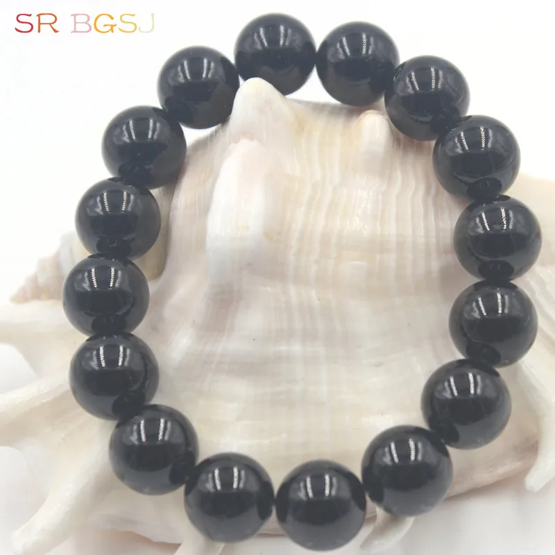 Free Shipping 6 8 10 12 14mm Round Natural Black Tourmaline Gems Stone Handmade Stretchy Jewelry Bracelet 7&quot 7.5&quot 8&quot | Украшения