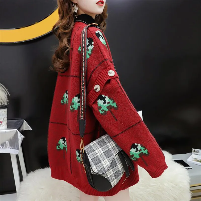 2019 sweater cardigan women loose early autumn and winter new solid color long-sleeved wild knitted jacket |