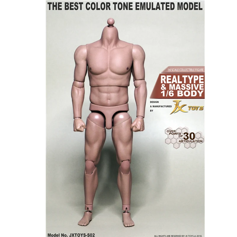 Экшн-фигурка мужская с широкими плечами 12 дюймов масштаб 1/6 JXtoys S02 | Игрушки и