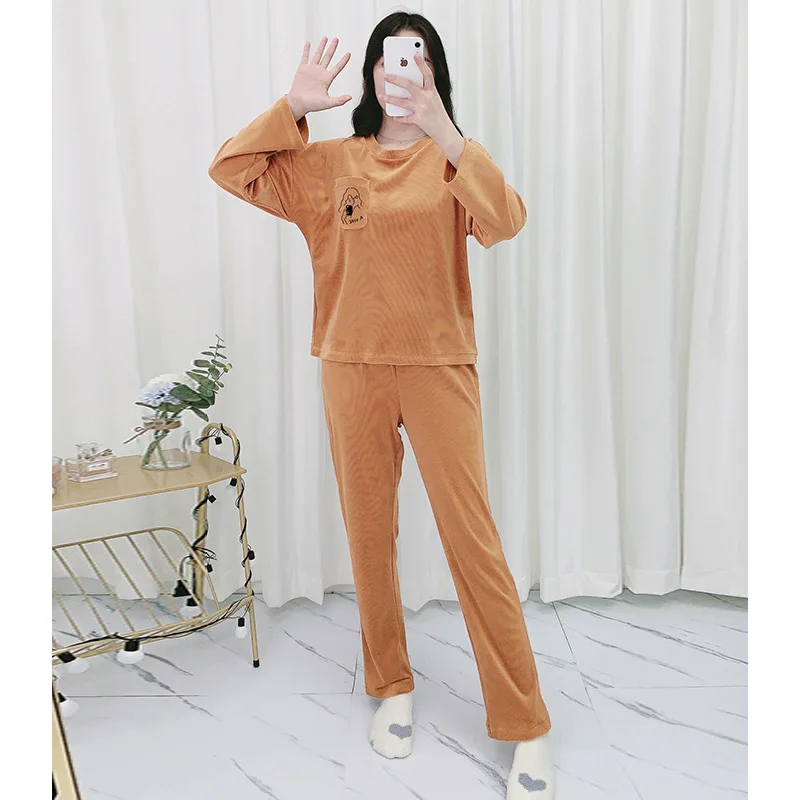 

Pajamas Women's Spring Autumn Winter Thick Warm Coral Fleece Cute Japanese Soft Leisure Tops Two Piece Suit Wear sleepwear