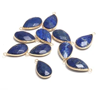 1pc natural stone lapis lazuli pendants water drop shape faceted charms pendant for jewelry making diy necklace earrings 16x30mm