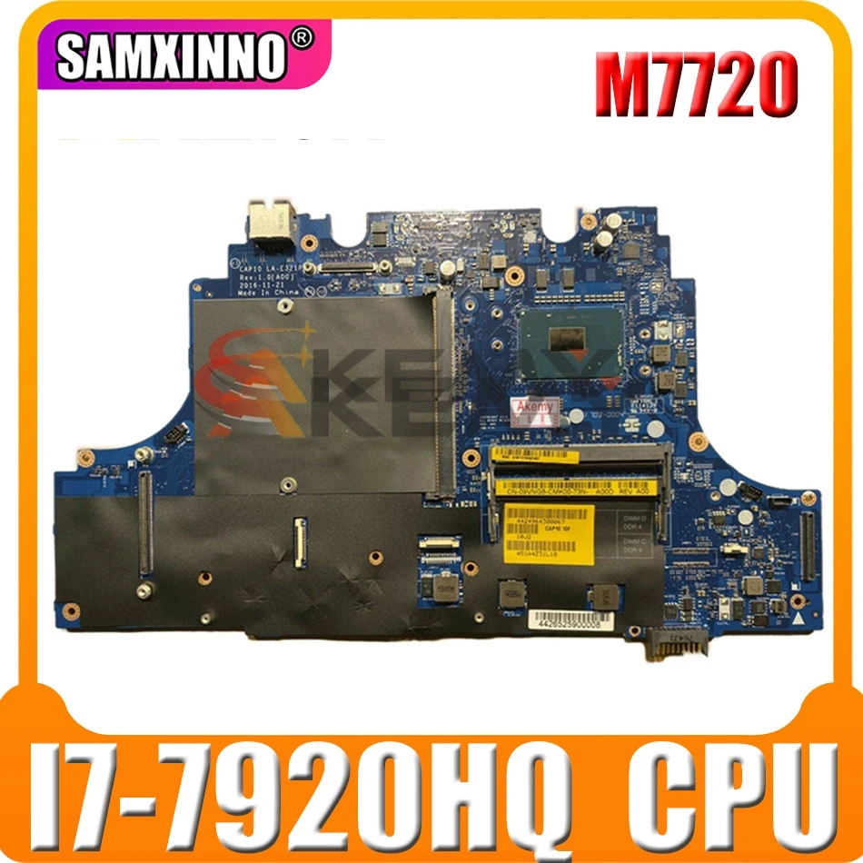 

For DELL Precision 7720 M7720 I7-7920HQ Laptop Motherboard CN-02MH64 02MH64 CAP10 LA-E321P SR32L Notebook Mainboard DDR4