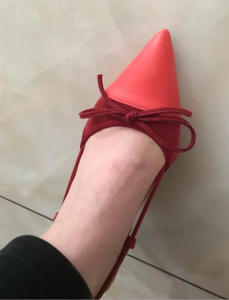 Мода брендовая обувь галстук-бабочка Размер 33 тонкий насосы Красное вино Slingback сандалии замша Указательный палец ремень женщина Многоцветный высокие каблуки китайская Лето Китай новая