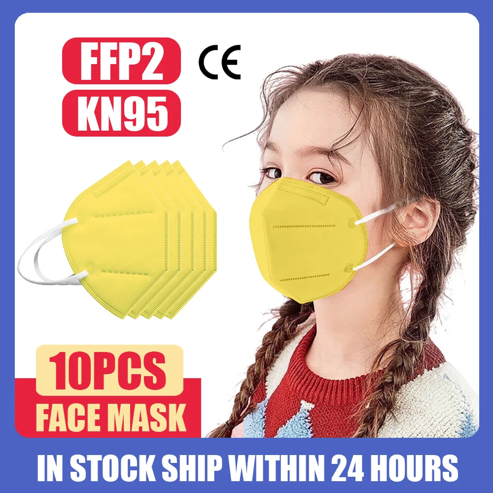 

10 шт., защитные маски для детей FFP2 KN95