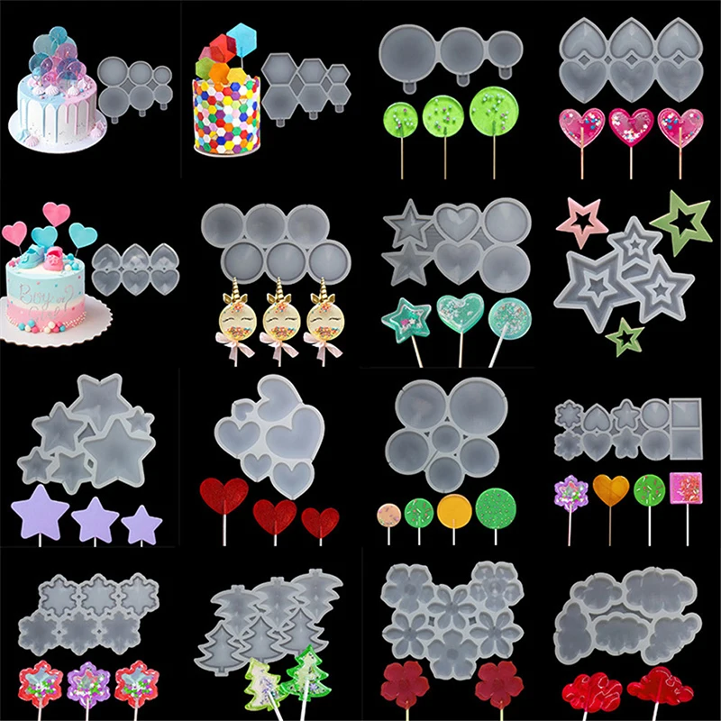 

Lollipop Silicone Mold Star/Heart/Round Chocolate Candy sugar Cake Moulds Birthday Cake Baking Accessories Epoxy Mould