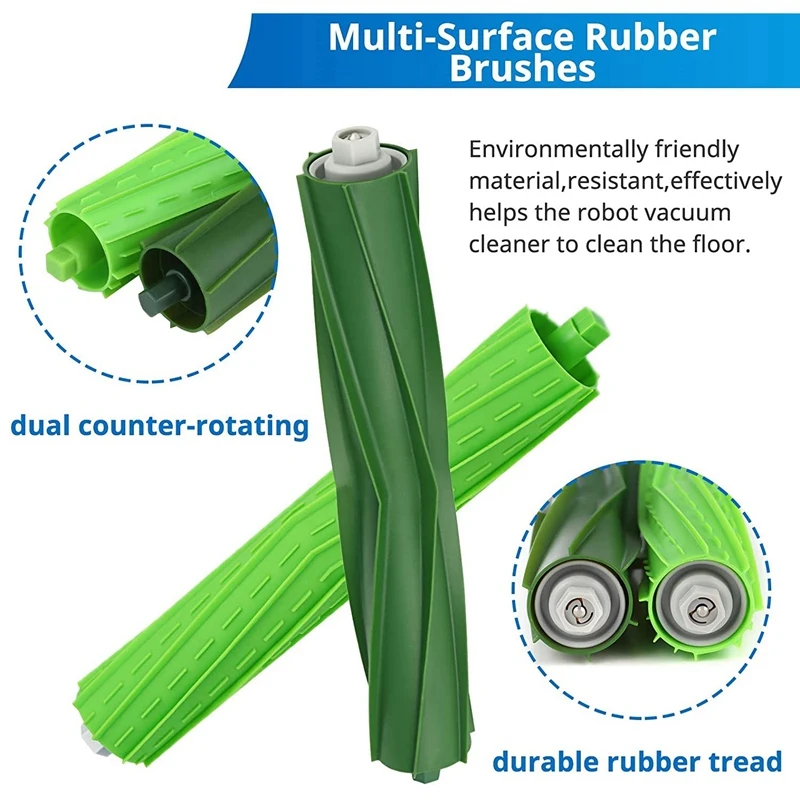 Двойные многоповерхностные резиновые щетки 3 комплекта Роликовые для IRobot Roomba I7 +