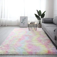 rainbow plush fluffy carpet gradient tie dye plush rug living room carpet floor mat bedroom bedside bay window rug home decor