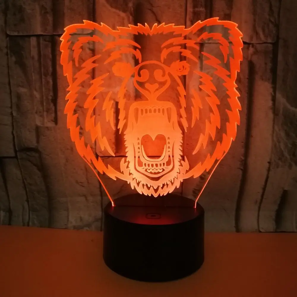 Светодиодный ночсветильник мультфильм милый медведь Head 3D usb декор для комнаты