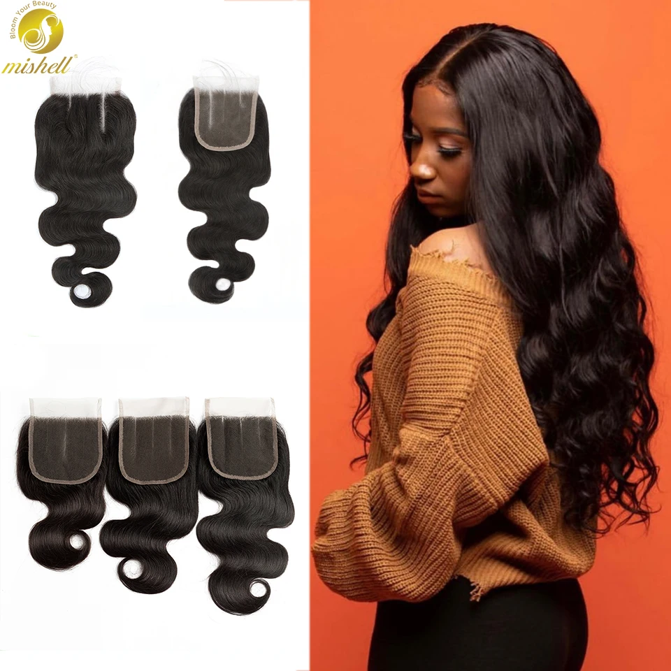 Mishell Remy Hair Lace Closure Frontal 2x6 4x4 13x4 Virgin Peruvian Human Hair PrePlucked with Baby Hair for Black Women