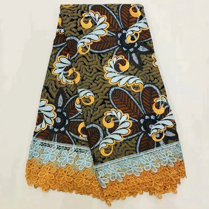 

Hot sale embroidery chemical Guipure lace wax textiles water soluble African wax prints fabric with cord lace for wedding party