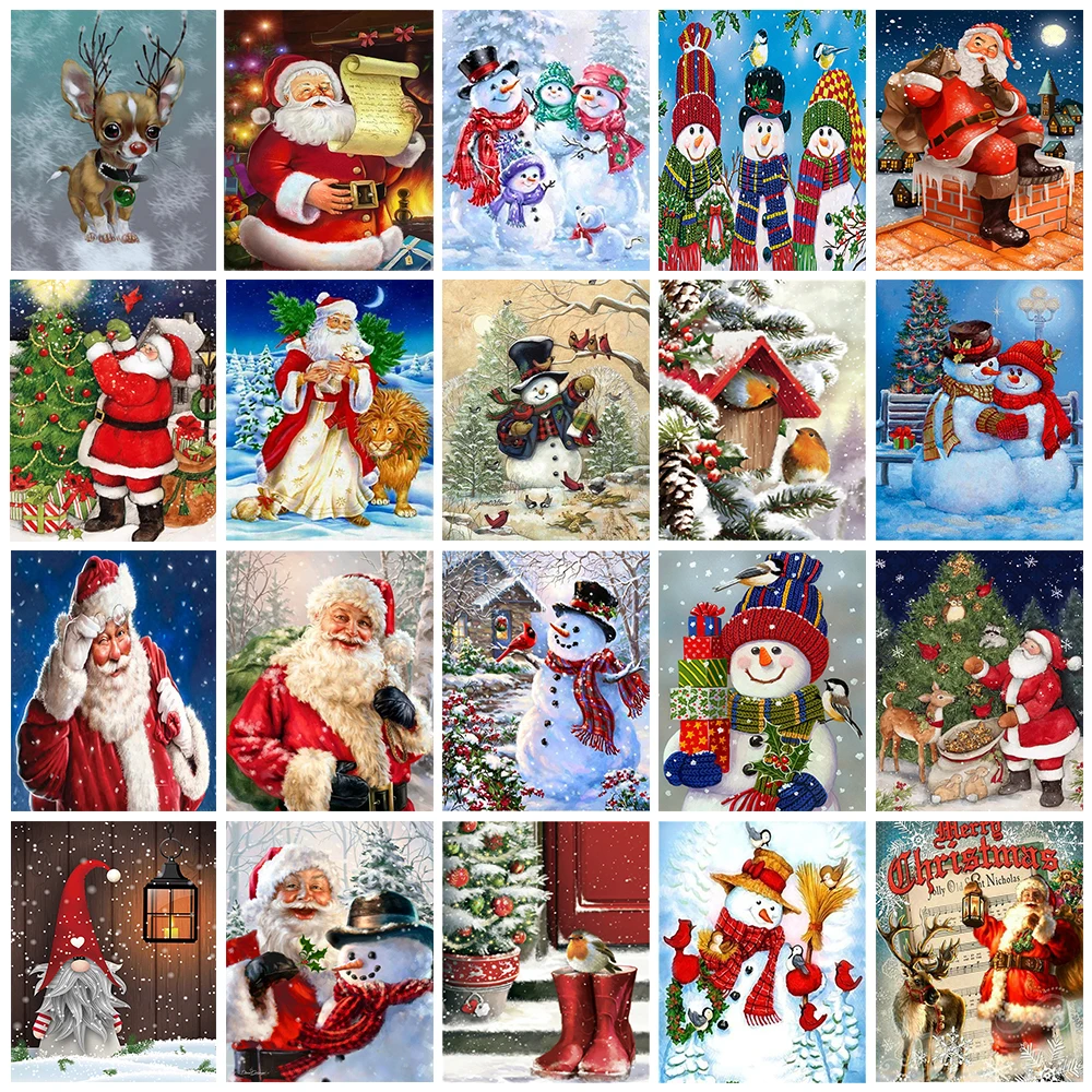 

5D Diamond Painting Santa Claus Cross Stitch Diamond Embroidery Snowman Rhinestones Mosaic Christmas Gift Children'S Room Decor