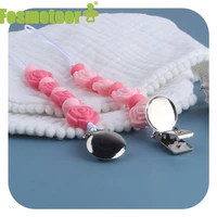 fosmeteor metal pacifier clips rose flower pacifier clips chain baby nipple holder for infant lovely girl teething chain