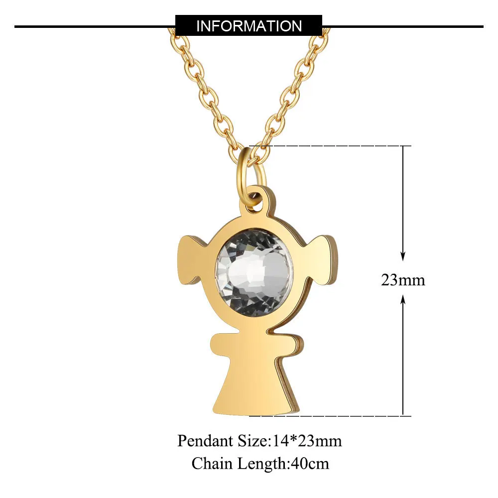 Fnixtar 100% ожерелье из нержавеющей стали для девушек женщин 7 мм кристалл камень